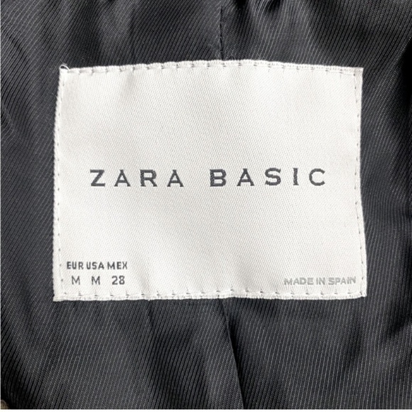 Zara Basic Black Cream Striped Textured Knit Bubble Collar Belted Jacket M - Picture 4 of 16